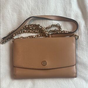 Tan Leather Chain Strap Bag